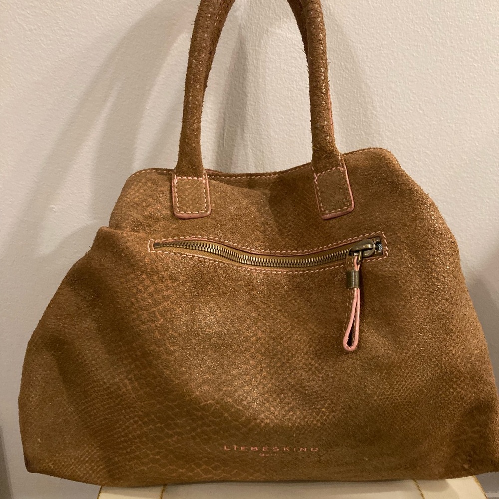 Liebskind large snakeskin bag pink edging